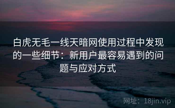 白虎无毛一线天暗网使用过程中发现的一些细节:新用户最容易遇到的问题与应对方式 第1张 白虎无毛一线天暗网使用过程中发现的一些细节:新用户最容易遇到的问题与应对方式 第1张