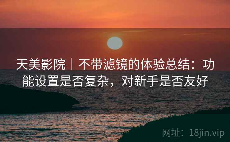 天美影院|不带滤镜的体验总结:功能设置是否复杂,对新手是否友好 第1张 天美影院|不带滤镜的体验总结:功能设置是否复杂,对新手是否友好 第1张